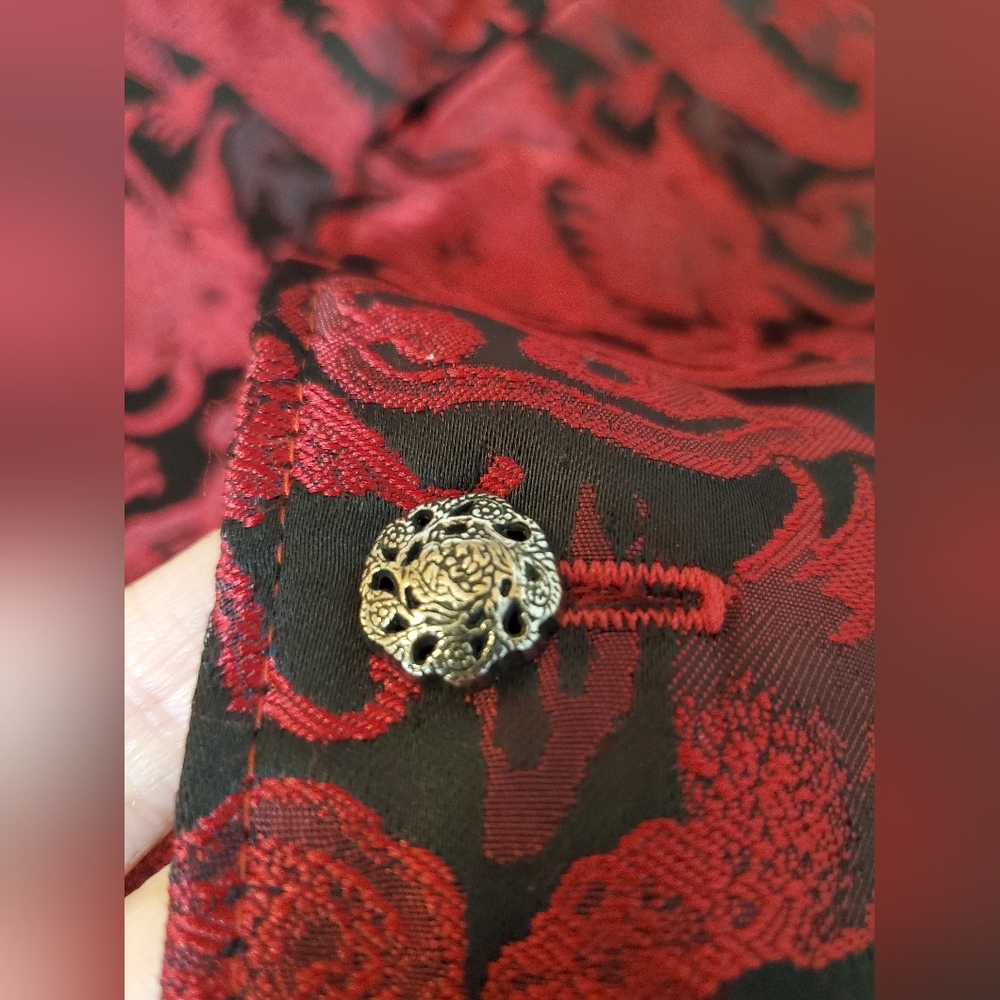 Wah Maker Frontier Vest- Red and Black Brocade Dragon Print - Picture 8 of 16